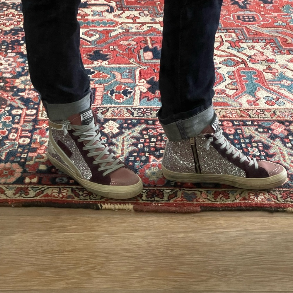Golden Goose Slide Unicorn sparkle Purple/Pink/Gold Size 38